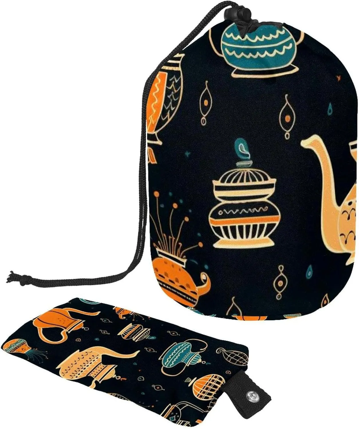 Arabian Tea Kettle Travel Makeup Bag and Cosmetic Organizer for Women with Mini Zipper Pouch