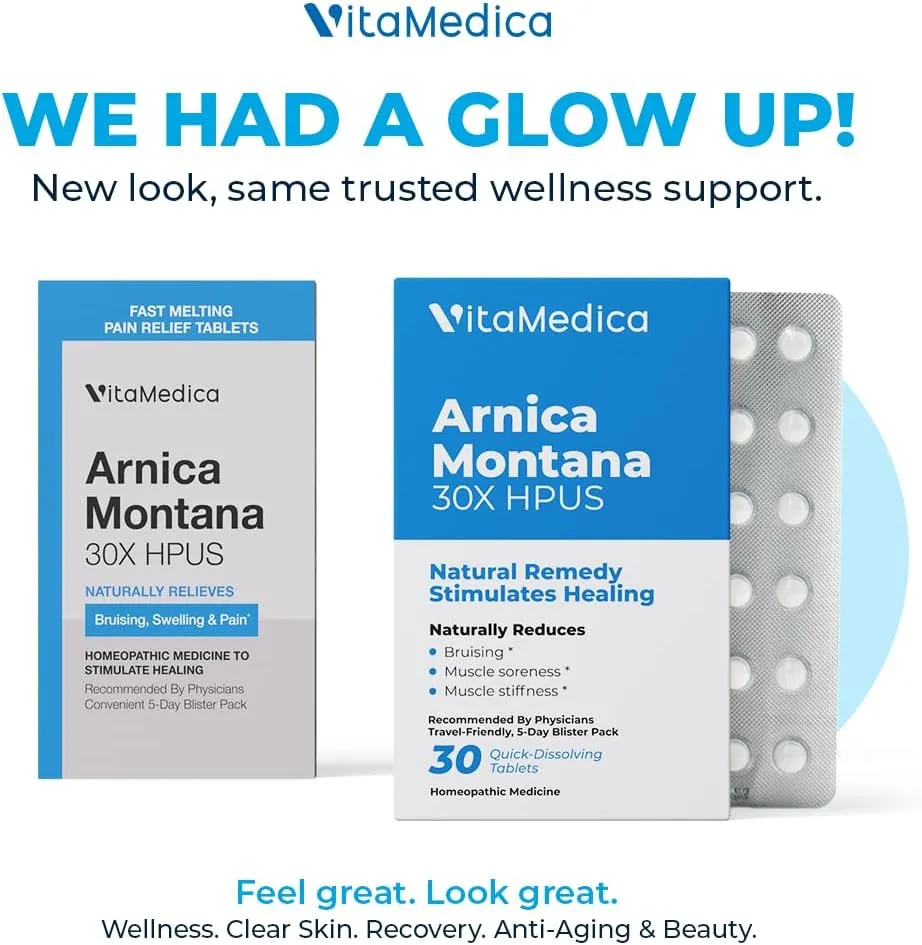 Arnica Montana 30X HPUS, Clinical Grade, Quick Dissolve Tablets, Five-Day Recovery Pack for Pain and Bruise Relief After Surgery or Injury, Natural Healing, Gentle on the Stomach - 30 Count