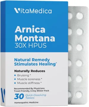Arnica Montana 30X HPUS, Clinical Grade, Quick Dissolve Tablets, Five-Day Recovery Pack for Pain and Bruise Relief After Surgery or Injury, Natural Healing, Gentle on the Stomach - 30 Count