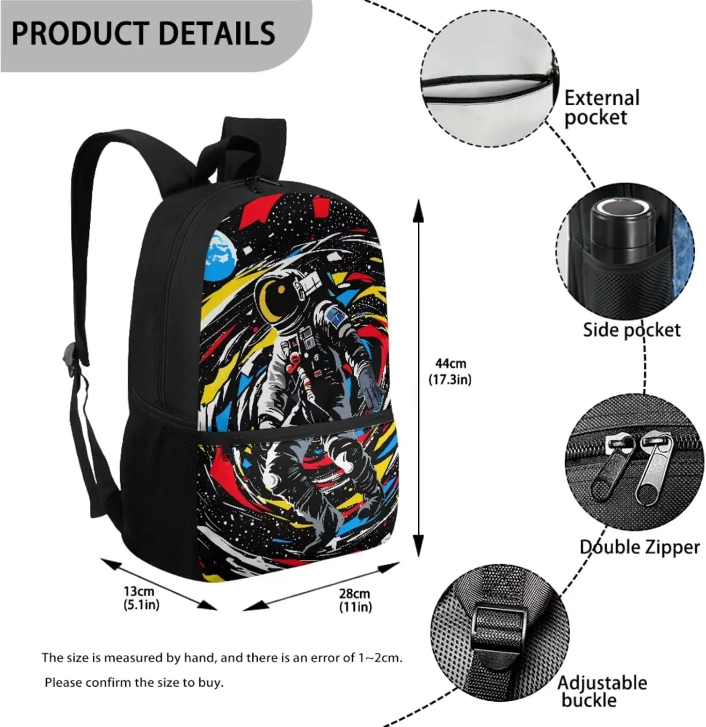 Astronaut Backpack School Bag and Lunch Box Set with Pencil Case for Middle School Teenage Heavy Duty Schoolbag Back Packs Travel Laptop Bags Daypack