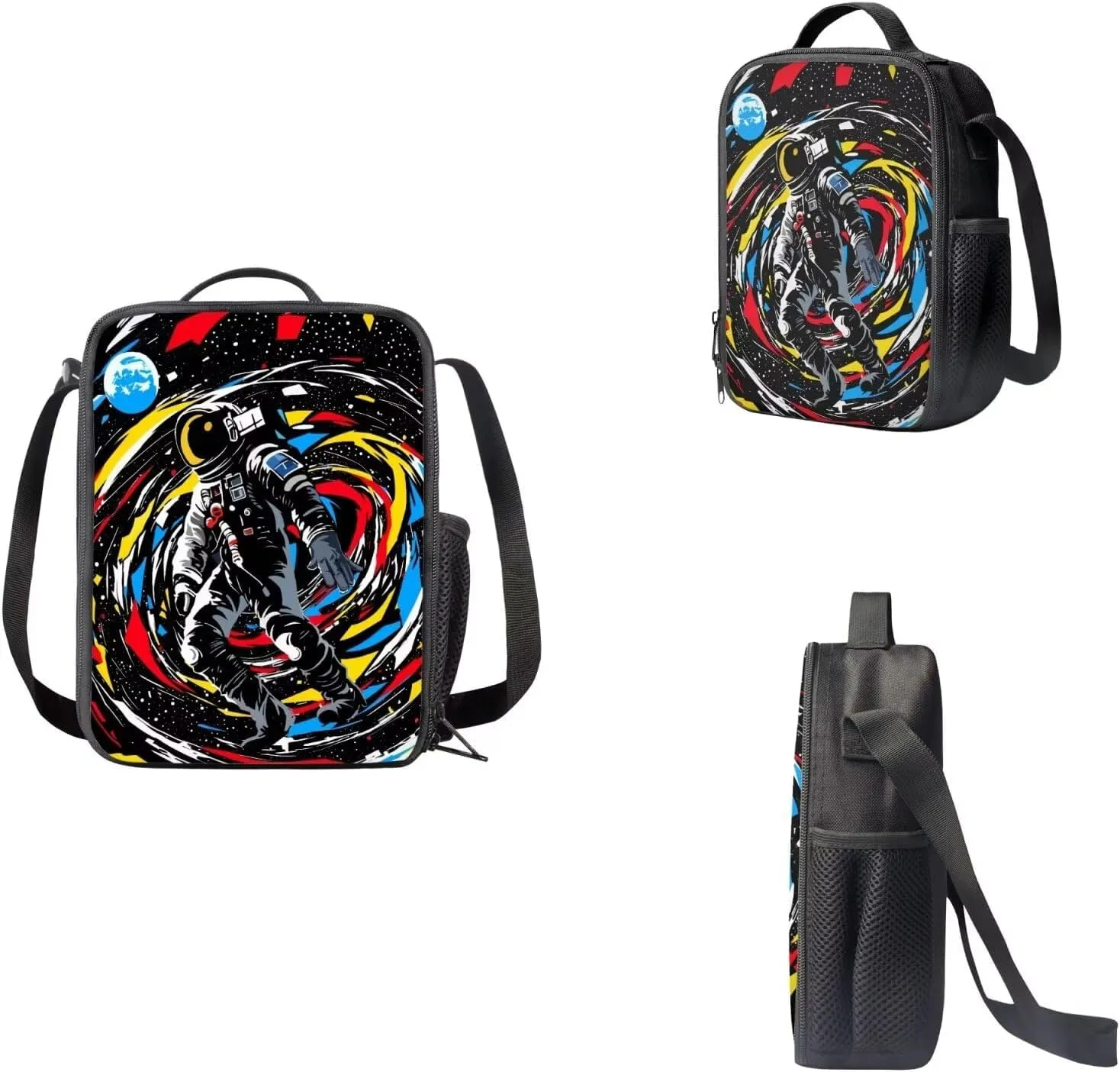 Astronaut Backpack School Bag and Lunch Box Set with Pencil Case for Middle School Teenage Heavy Duty Schoolbag Back Packs Travel Laptop Bags Daypack