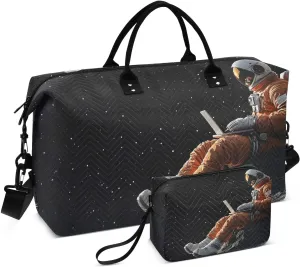 Astronaut Read Galaxy Duffel Bag for Travel Gym Sport, Weekender Travel Bags Carry on Overnight Bag