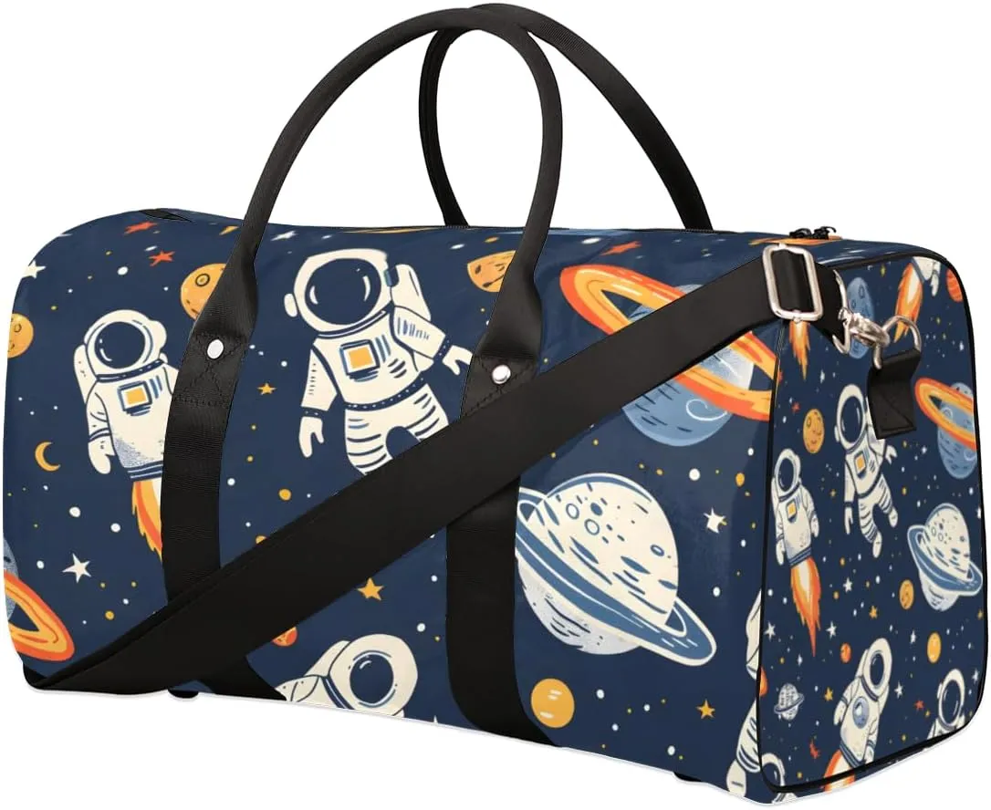 Astronaut Travel Duffle Bag for Women Men Gym Duffel Foldable Bag Waterproof Weekender Rocket Planets Duffle Tote