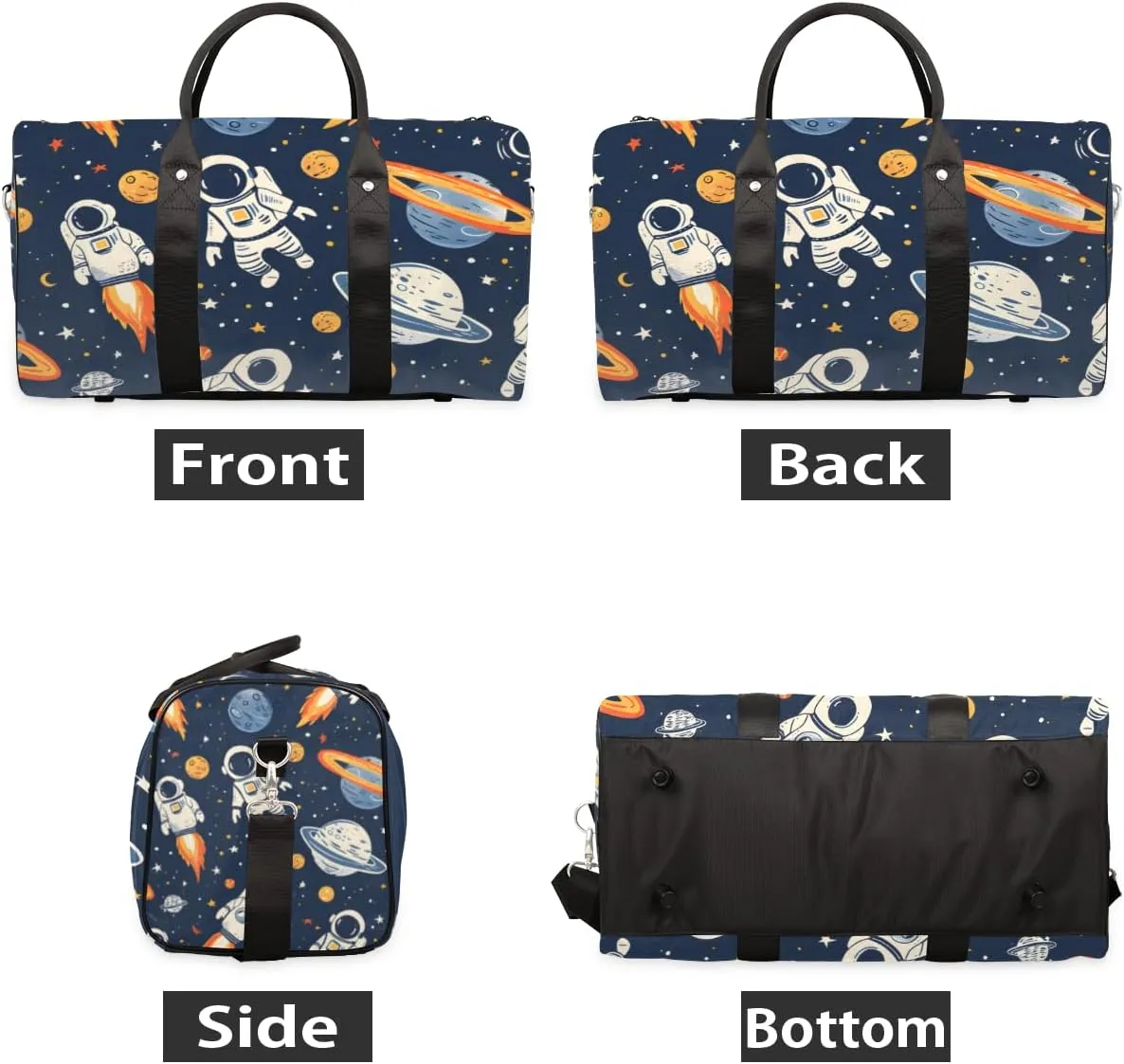 Astronaut Travel Duffle Bag for Women Men Gym Duffel Foldable Bag Waterproof Weekender Rocket Planets Duffle Tote