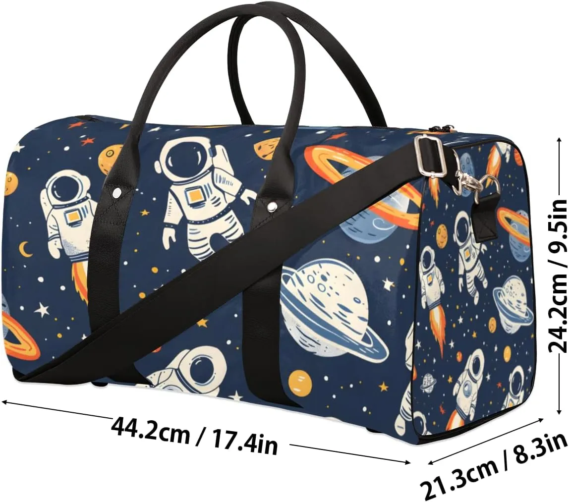 Astronaut Travel Duffle Bag for Women Men Gym Duffel Foldable Bag Waterproof Weekender Rocket Planets Duffle Tote