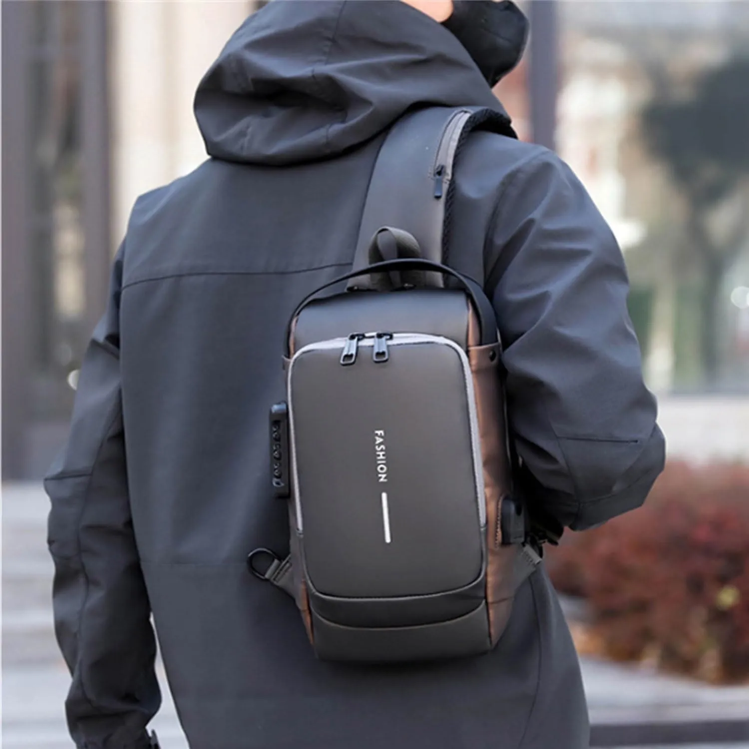 Auricz Sling Bag, New Carbon Fiber Streamline Anti Theft Sling Bag, Shoulder Backpack Crossbody Chest, Waterproof