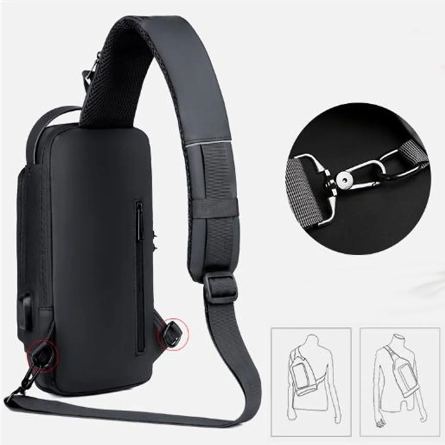 Auricz Sling Bag, New Carbon Fiber Streamline Anti Theft Sling Bag, Shoulder Backpack Crossbody Chest, Waterproof