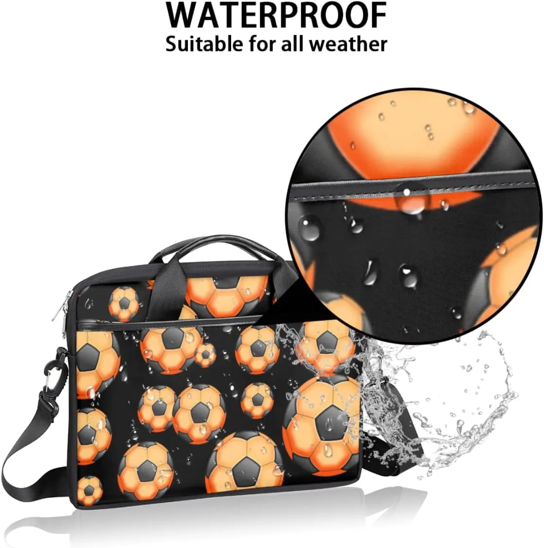 Autumn Fall Leaves Laptop Shoulder Messenger Bag Waterproof Laptop Briefcase Handle Padded Strap