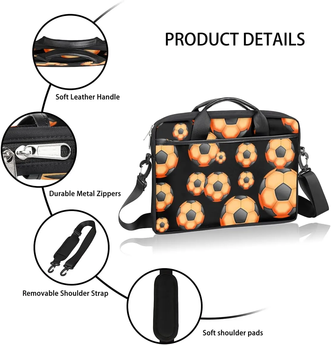 Autumn Fall Leaves Laptop Shoulder Messenger Bag Waterproof Laptop Briefcase Handle Padded Strap