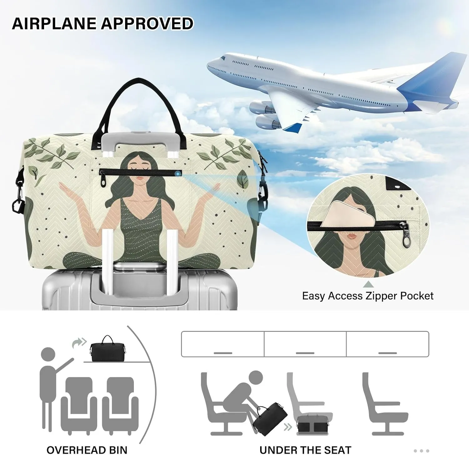Avocado Yoga Green Duffle Bag Carry on Travel Bag with Toiletry Bag Gym Duffle Bags for Men Weekender Duffle Bag Women