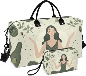 Avocado Yoga Green Duffle Bag Carry on Travel Bag with Toiletry Bag Gym Duffle Bags for Men Weekender Duffle Bag Women