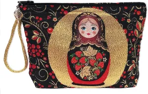 AWEHIRU Religious Gifts Russian Matryoshka Khokhloma Design Reversible Pouch Cosmetic Bag Purse 7 Inch