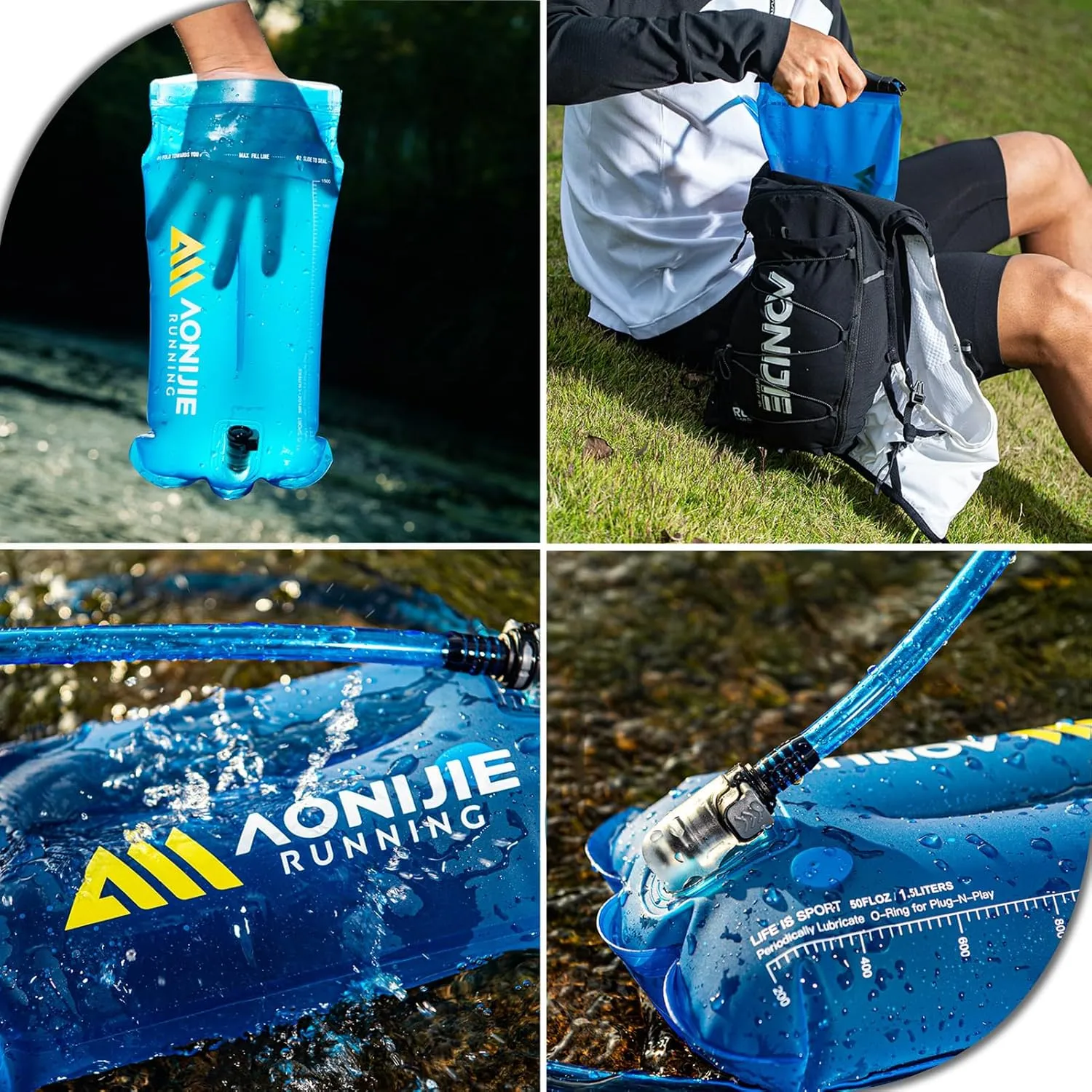 Azarxis Hydration Bladder 1.5L 2L 3L Water Reservoir BPA-Free for Hiking Backpack Hydration Pack, Leak Proof Large Opening Water Storage Bladder Bag for Camping Cycling Running