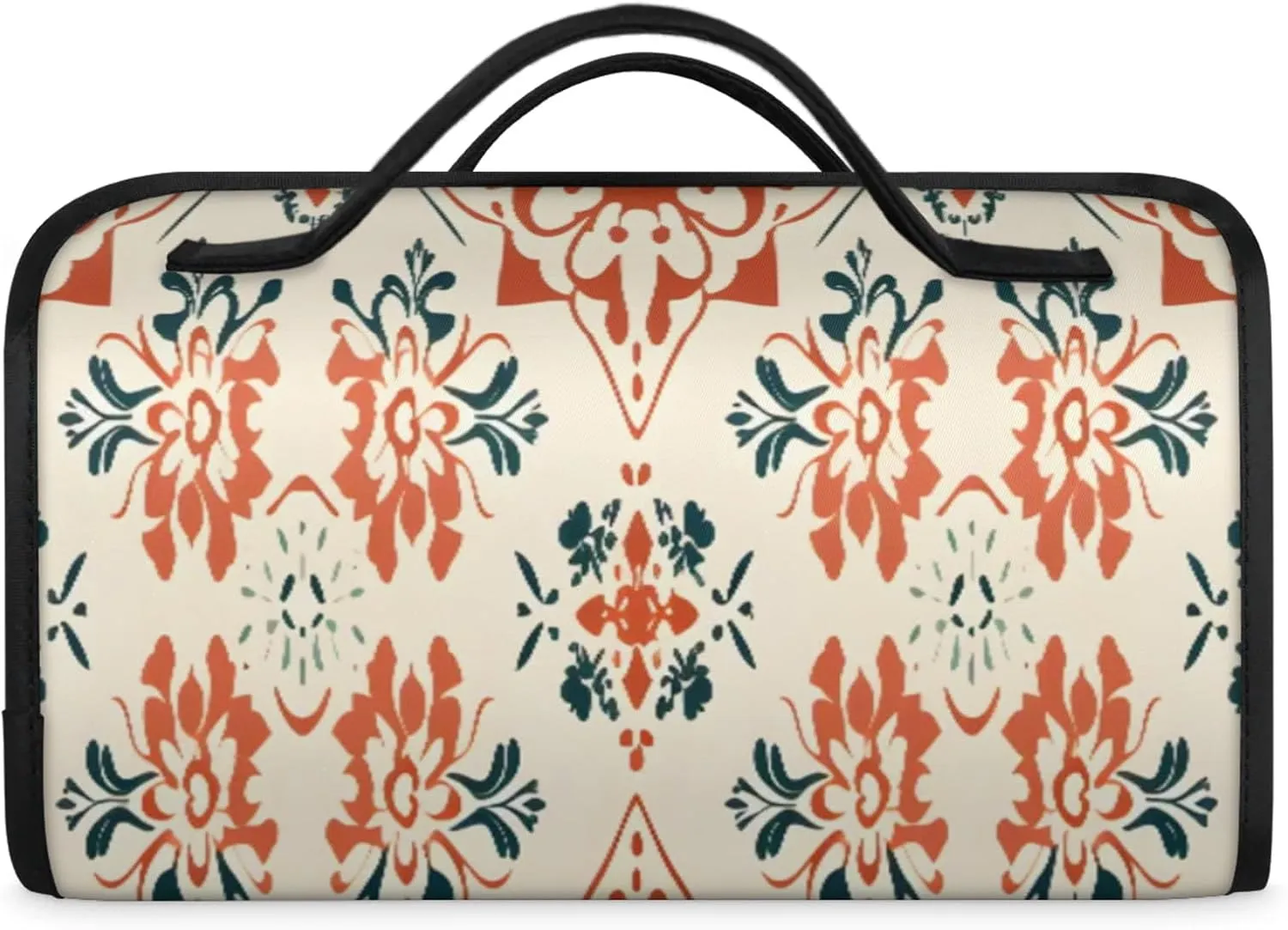 Aztec Abstract Flower Toiletry Bag Water Proof Travel Makeup Case Large Capacity 4 in 1 Foldable Cosmetics Storage for Women Men Removable Zipper Clear PVC Pockets