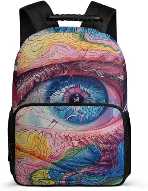 Backpack 16 Inch Travel Laptop Backpack for Men Women Close-Up of Eyeball Casual Daypack Adjustable Computer Bag