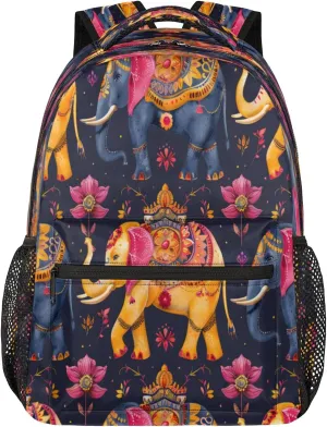 Backpack for Women Men, Waterproof Boho Elephants Casual Back Packs, Lightweight African Wildlife Daypack Bags for Travel Camping Work