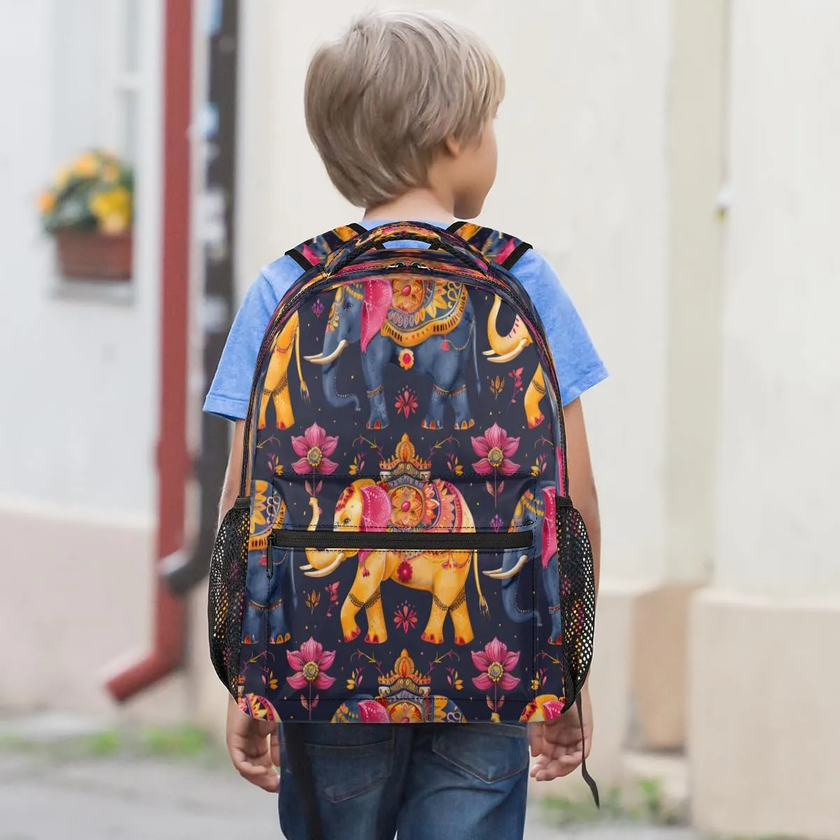 Backpack for Women Men, Waterproof Boho Elephants Casual Back Packs, Lightweight African Wildlife Daypack Bags for Travel Camping Work