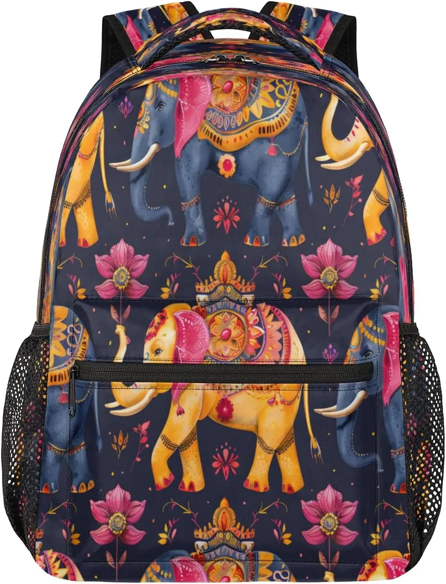 Backpack for Women Men, Waterproof Boho Elephants Casual Back Packs, Lightweight African Wildlife Daypack Bags for Travel Camping Work