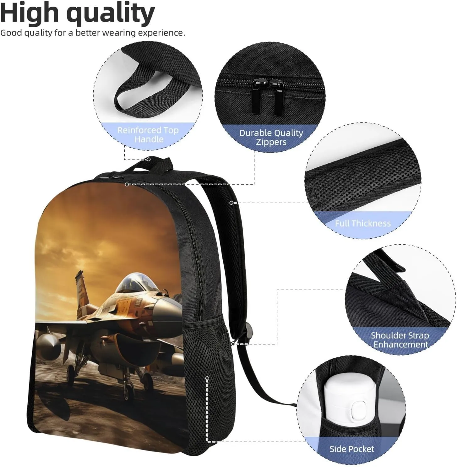 Backpack Travel Laptop Backpack For Men Women Falcon Fighter Casual Daypack Adjustable Lightweight Computer Bag