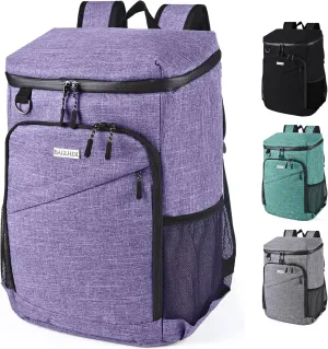 BAGLHER Cooler Backpack, Leakproof 30 Cans Backpack Cooler Insulated Soft Cooler Bag, Lightweight 25L Lunch Box Backpack Cooler Bag for Men Women Adult Camping