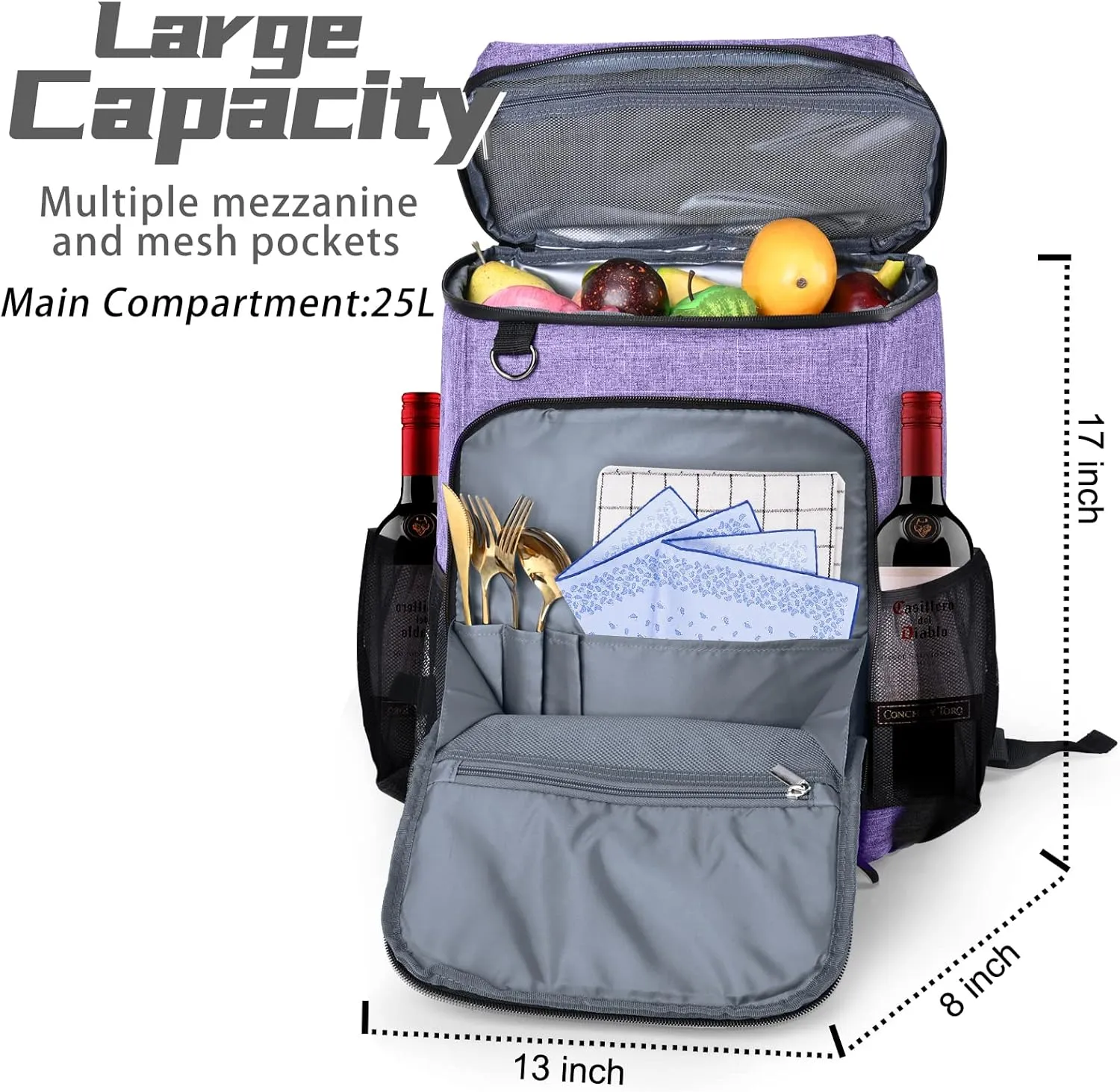 BAGLHER Cooler Backpack, Leakproof 30 Cans Backpack Cooler Insulated Soft Cooler Bag, Lightweight 25L Lunch Box Backpack Cooler Bag for Men Women Adult Camping