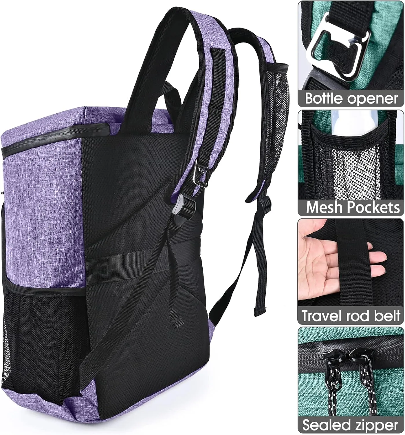 BAGLHER Cooler Backpack, Leakproof 30 Cans Backpack Cooler Insulated Soft Cooler Bag, Lightweight 25L Lunch Box Backpack Cooler Bag for Men Women Adult Camping