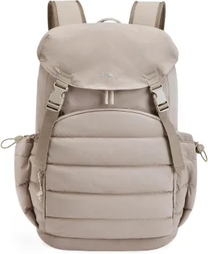 BAGSMART College Laptop Backpack, Large Opening Travel Backpack for Women,TSA Approved Personal Item, Outdoor Backpack for 15.6 Inch Laptop, Water-Resistant Casual Daypack, Camel