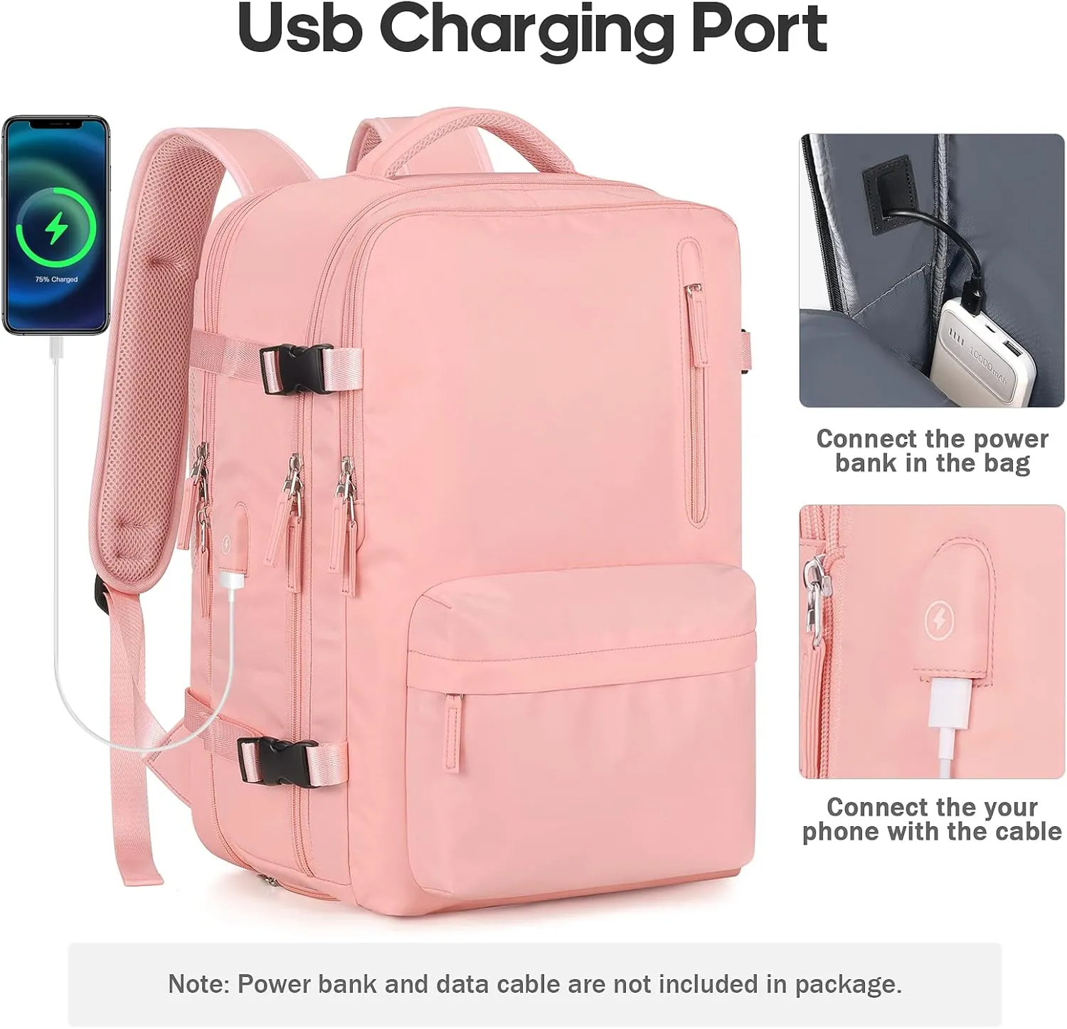 Bagsure Large Travel Backpack for Women Men, 45L Expandable Carry On Backpack, 17 Inch Laptop Backpack Waterproof College Business, Flight Approved