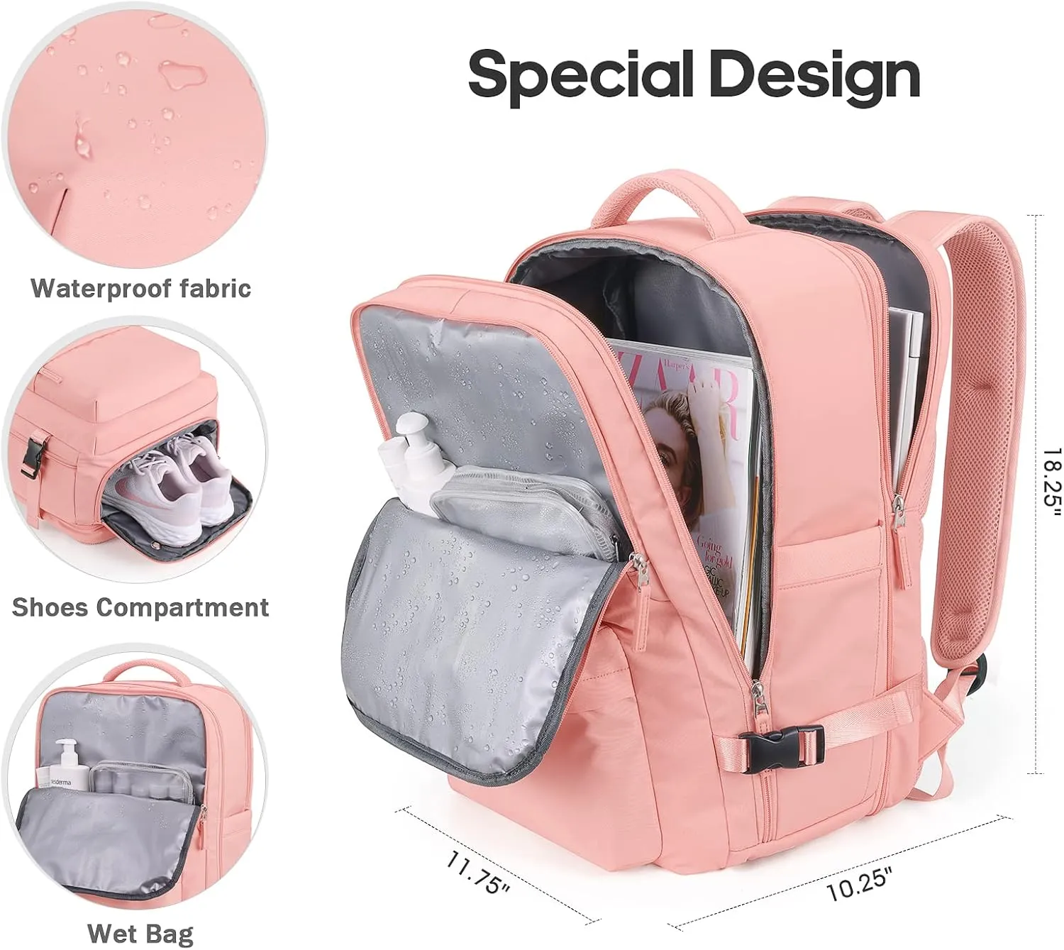 Bagsure Large Travel Backpack for Women Men, 45L Expandable Carry On Backpack, 17 Inch Laptop Backpack Waterproof College Business, Flight Approved