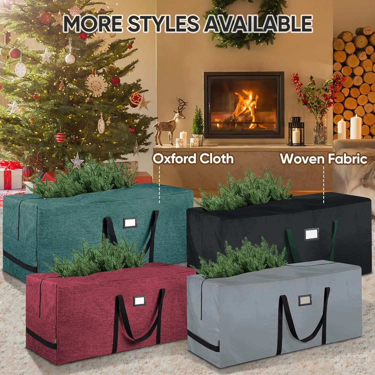 BALEINE 9 ft Christmas Tree Storage Bag, Heavy Duty Extra Large Artificial Christmas Tree Bag with Reinforced Handles and Dual Zippers Wide Opening (Gray, 9 ft)