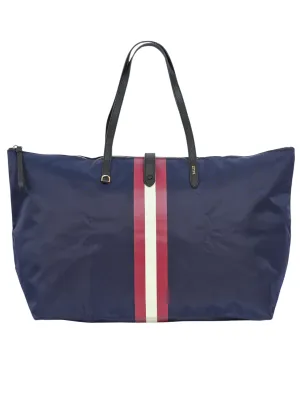 Bally Foldable Nylon Tote Bag Navy