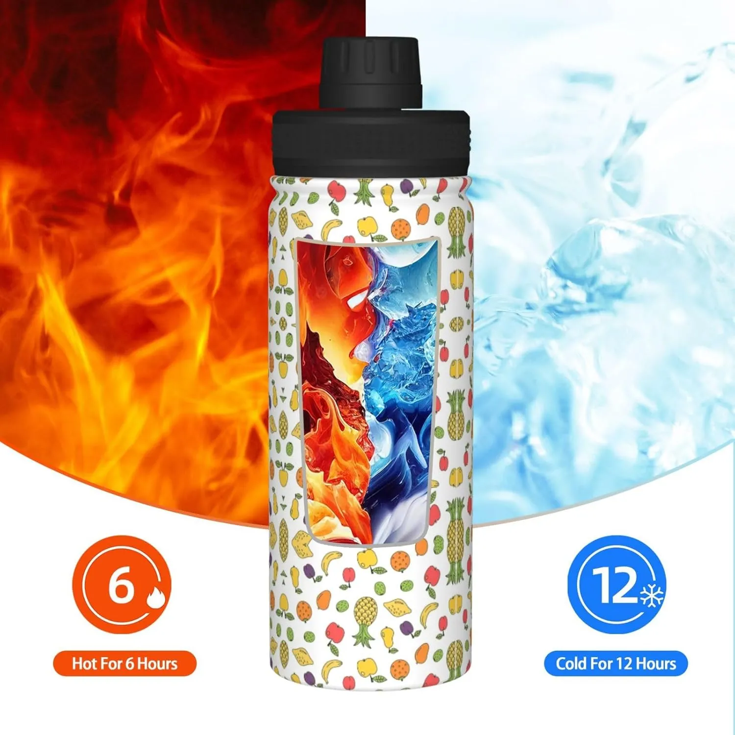 Banana Strawberry Pineapple 18oz Sports Insulated Bottle For Outdoor Activities,Your Ideal Companion Staying Hydrated