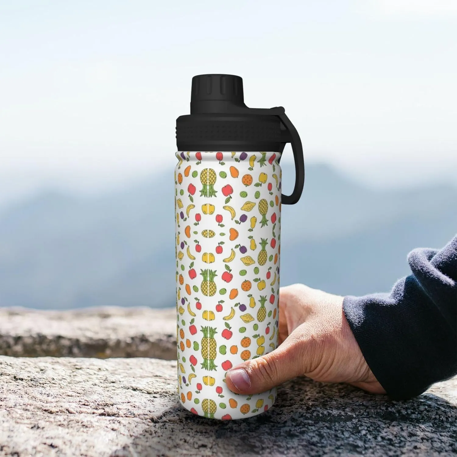 Banana Strawberry Pineapple 18oz Sports Insulated Bottle For Outdoor Activities,Your Ideal Companion Staying Hydrated