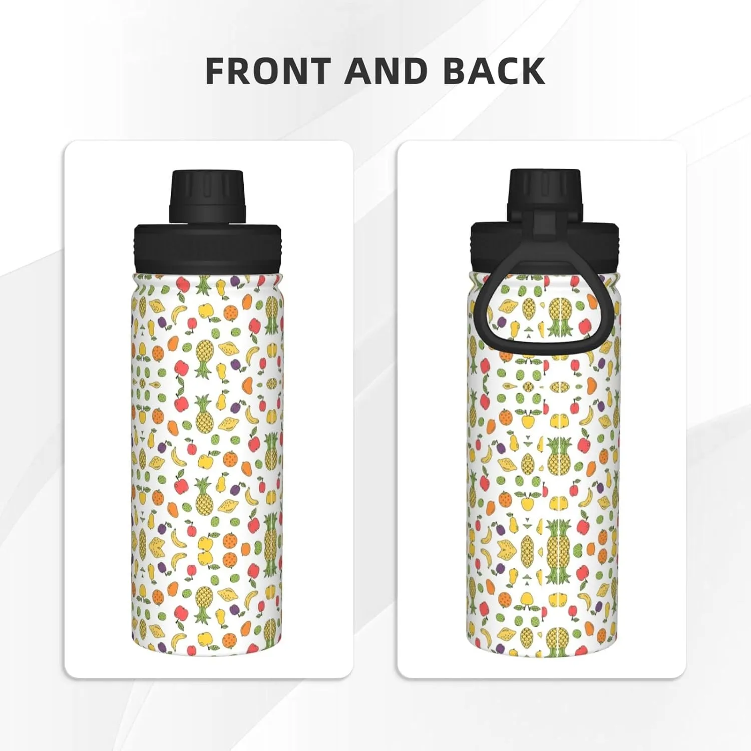 Banana Strawberry Pineapple 18oz Sports Insulated Bottle For Outdoor Activities,Your Ideal Companion Staying Hydrated