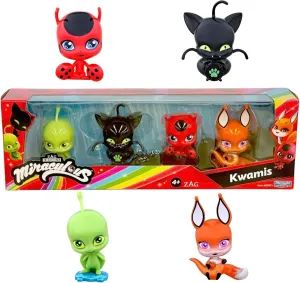 BANDAI Miraculous Ladybug and Cat Noir Quality Kwami Surprise - 4 Magical Figurines | Glittering Jewels for Beauty and Display