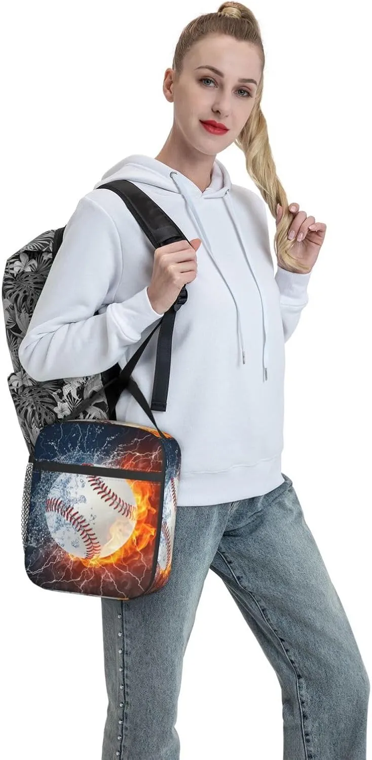 Baseball Reusable Lunch Box Insulation Lunch Bag Containers Tote Handbag Ice Packs For Women Men Teens Girls