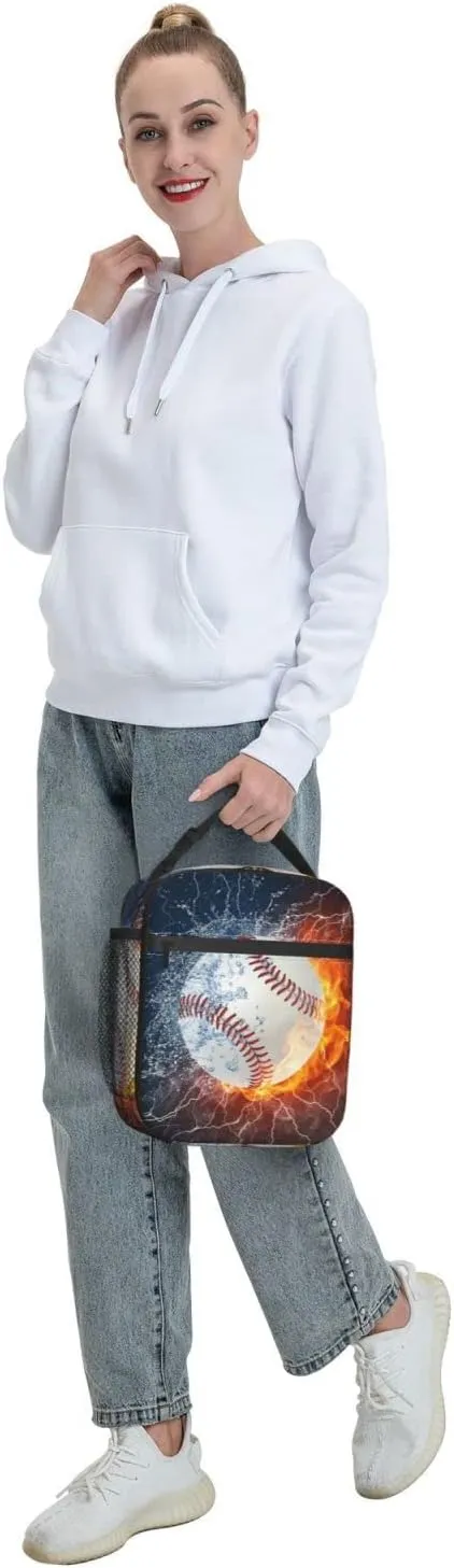 Baseball Reusable Lunch Box Insulation Lunch Bag Containers Tote Handbag Ice Packs For Women Men Teens Girls