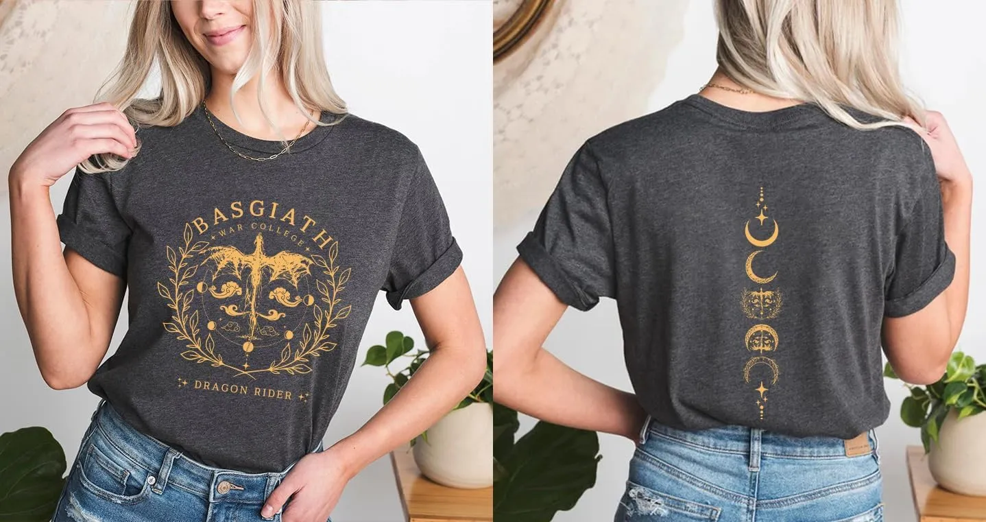 Basgiath War College Shirt - Fourth Wing Book Dragon Rider Rebecca 2 Sided T-Shirt
