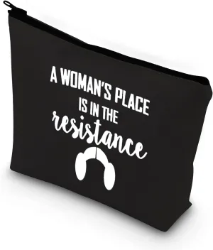 BDPWSS A Woman's Place Is In The Resistance Makeup Bag For Women Girl Power Gift Feminist Zipper Pouch (place in resistance bl)