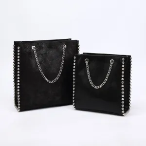 Bead Bags Shoulder Solid Women Rivet Flawless Retro Large Bags Capacity Purses Functional Tote Fashion Lady Commuting Bag Chain Bag Leather Color Pu