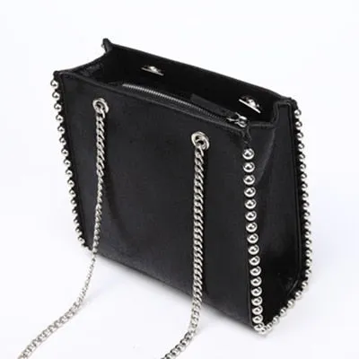 Bead Bags Shoulder Solid Women Rivet Flawless Retro Large Bags Capacity Purses Functional Tote Fashion Lady Commuting Bag Chain Bag Leather Color Pu