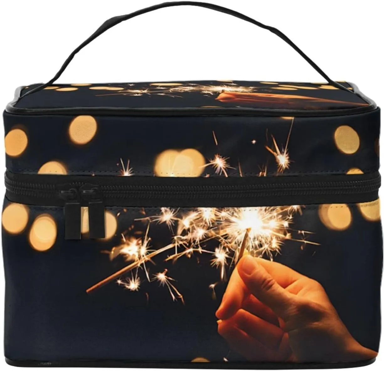Beautiful Fireworks Print Makeup Bag, Travel Makeup Organizer Bag Cosmetic Cases Toiletry Bags For Girl Women Ladies