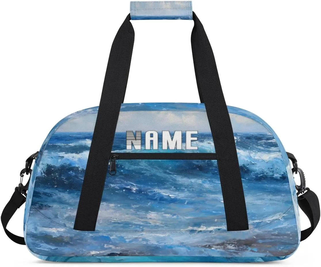 Beautiful Ocean Beach Kids Overnight Bags Personalized Weekender Travel Duffle Bag for Teens,Boys Gym Carry On Maletas Para Niños,Customized Gymnastics Dance Ballet Tote for Girls