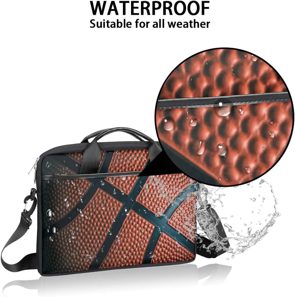 Beautiful Peacock Tail Watercolor Laptop Shoulder Messenger Bag Waterproof Laptop Briefcase with Handle Padded Strap