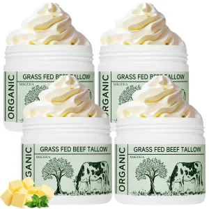 Beef Tallow, Beef Tallow for Skin, Moisturizer for Dry Skin, Unscented Beef Tallow Blam Grass Fed Whipped Tallow Face Cream Nourishing Soothing Moisturizer Body Lotion Skin Care, 4 Packs