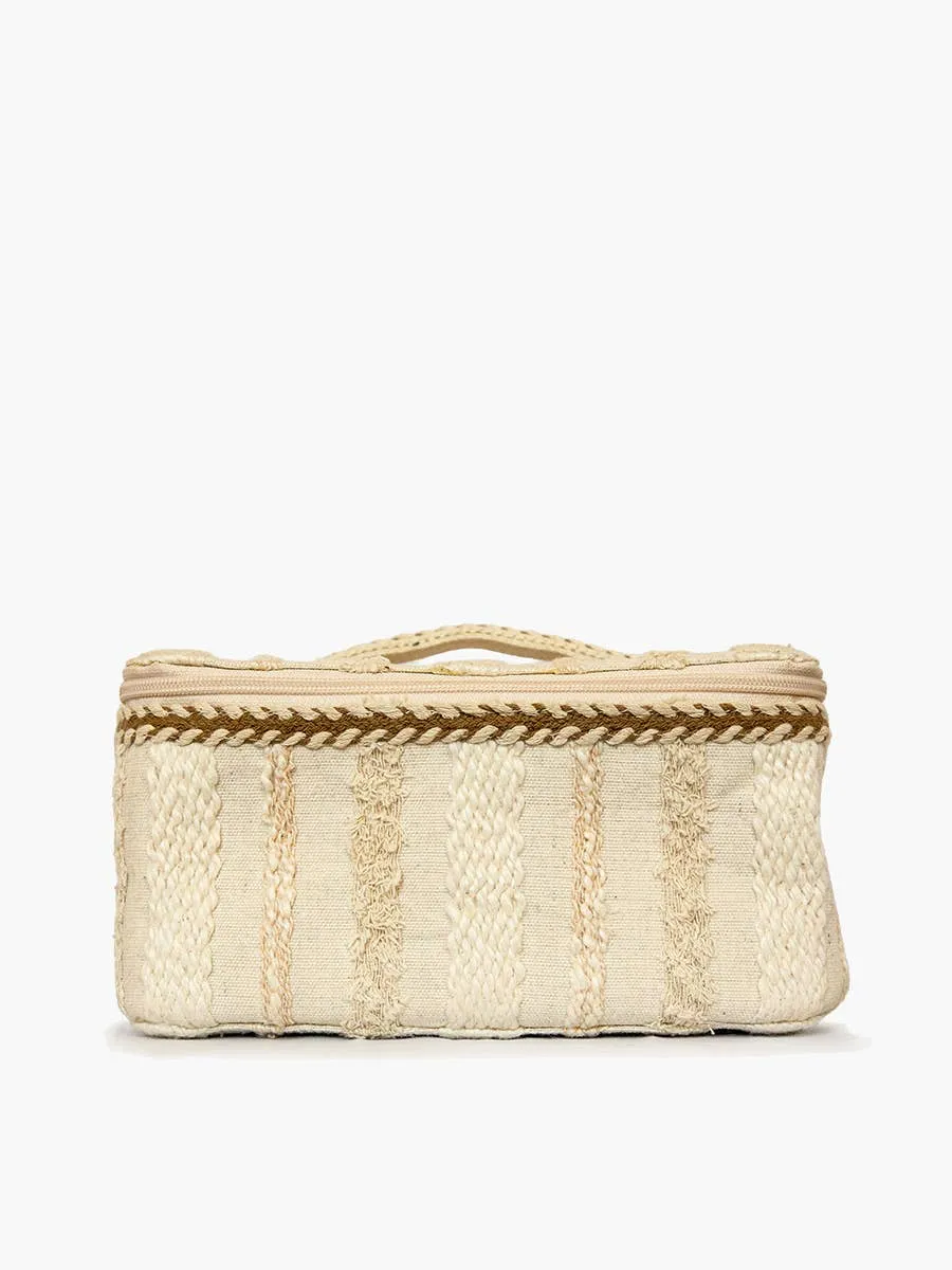 Beige/White Fiona Cotton Cosmetic Case