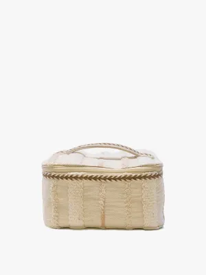 Beige/White Fiona Cotton Cosmetic Case