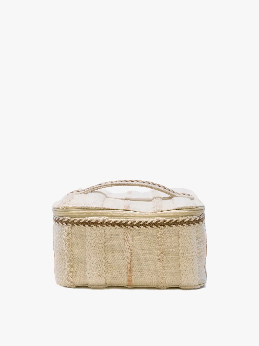 Beige/White Fiona Cotton Cosmetic Case
