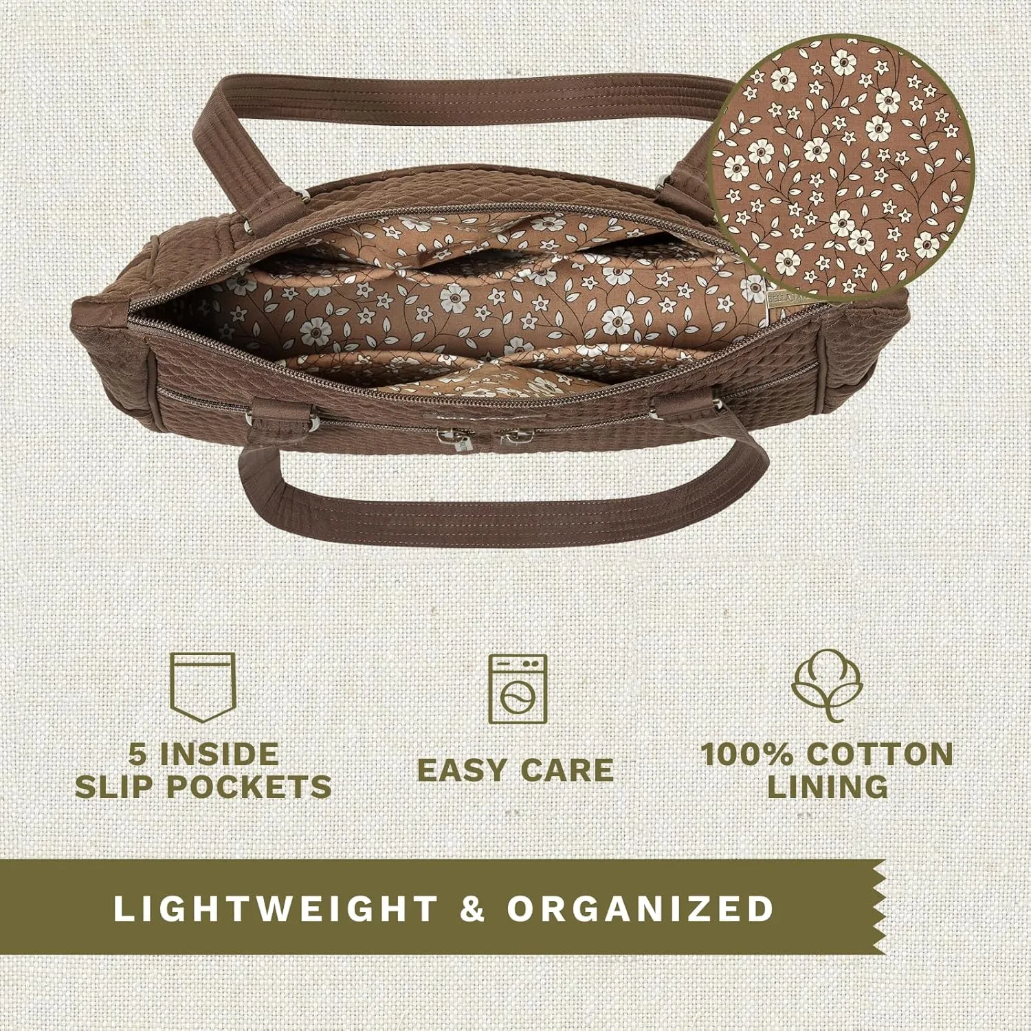 Bella Taylor Everyday Tote | Lightweight Quilted Fabric Handbags for Women