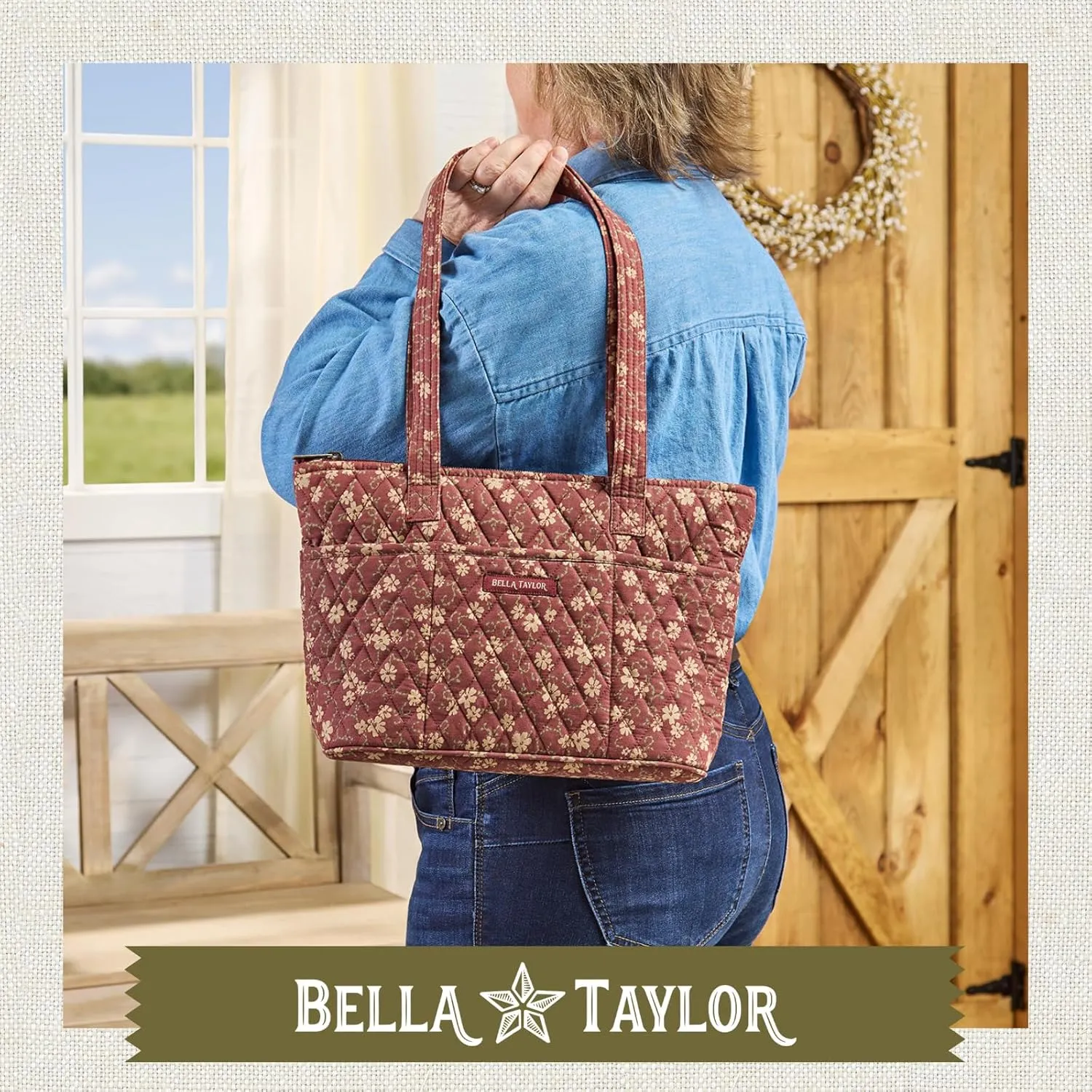 Bella Taylor Small Tote | Lightweight Quilted Fabric Purses for Women